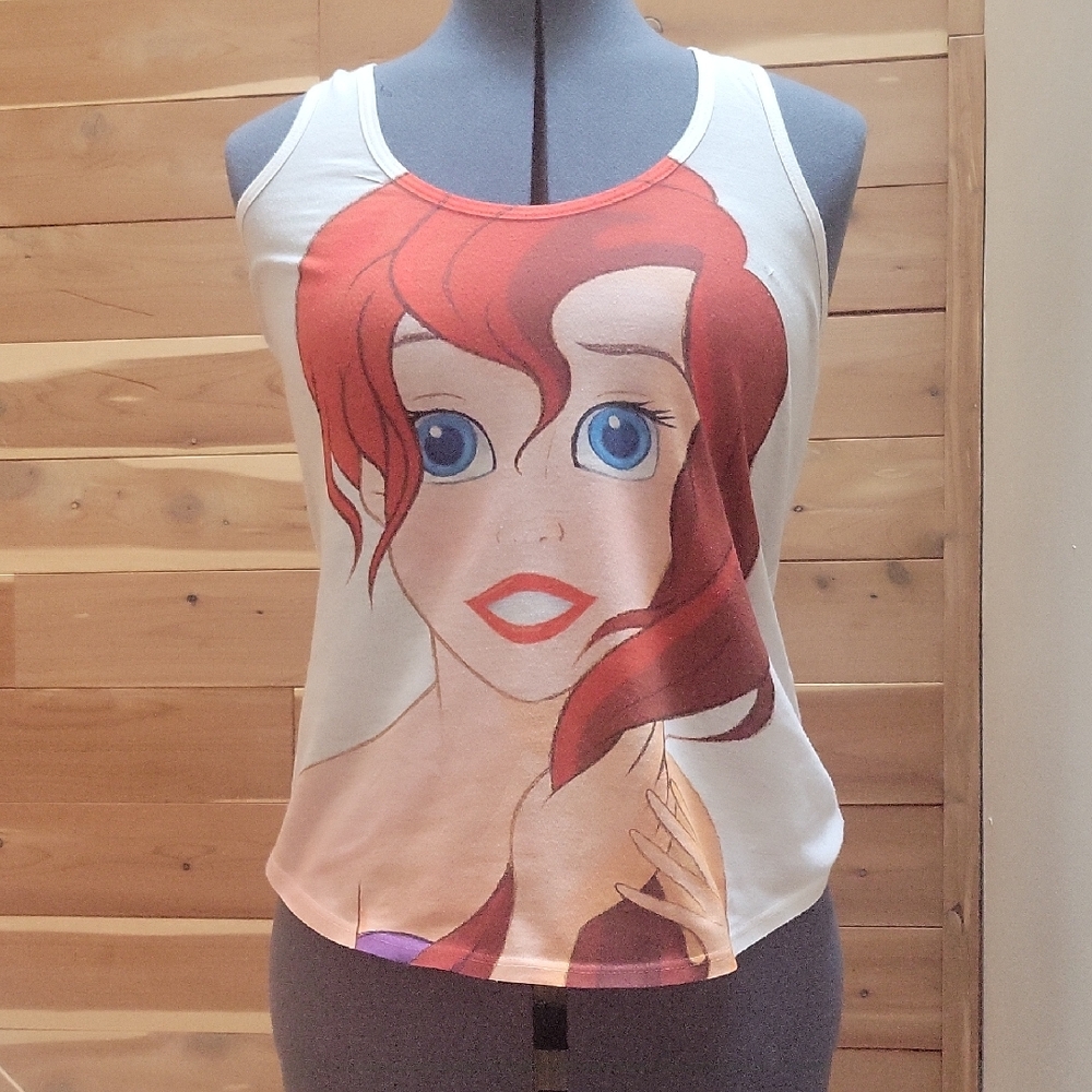 Disney White and Pink Graphic Sleeveless Tank Top